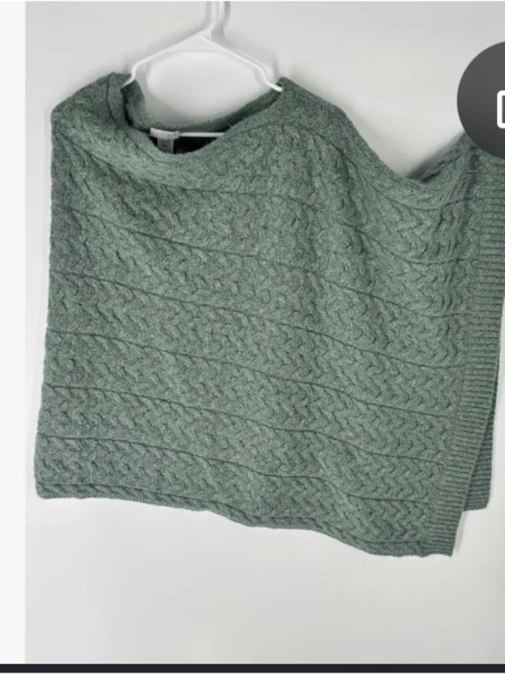 J Jill cozy asymmetrical cable knit sage green sweater